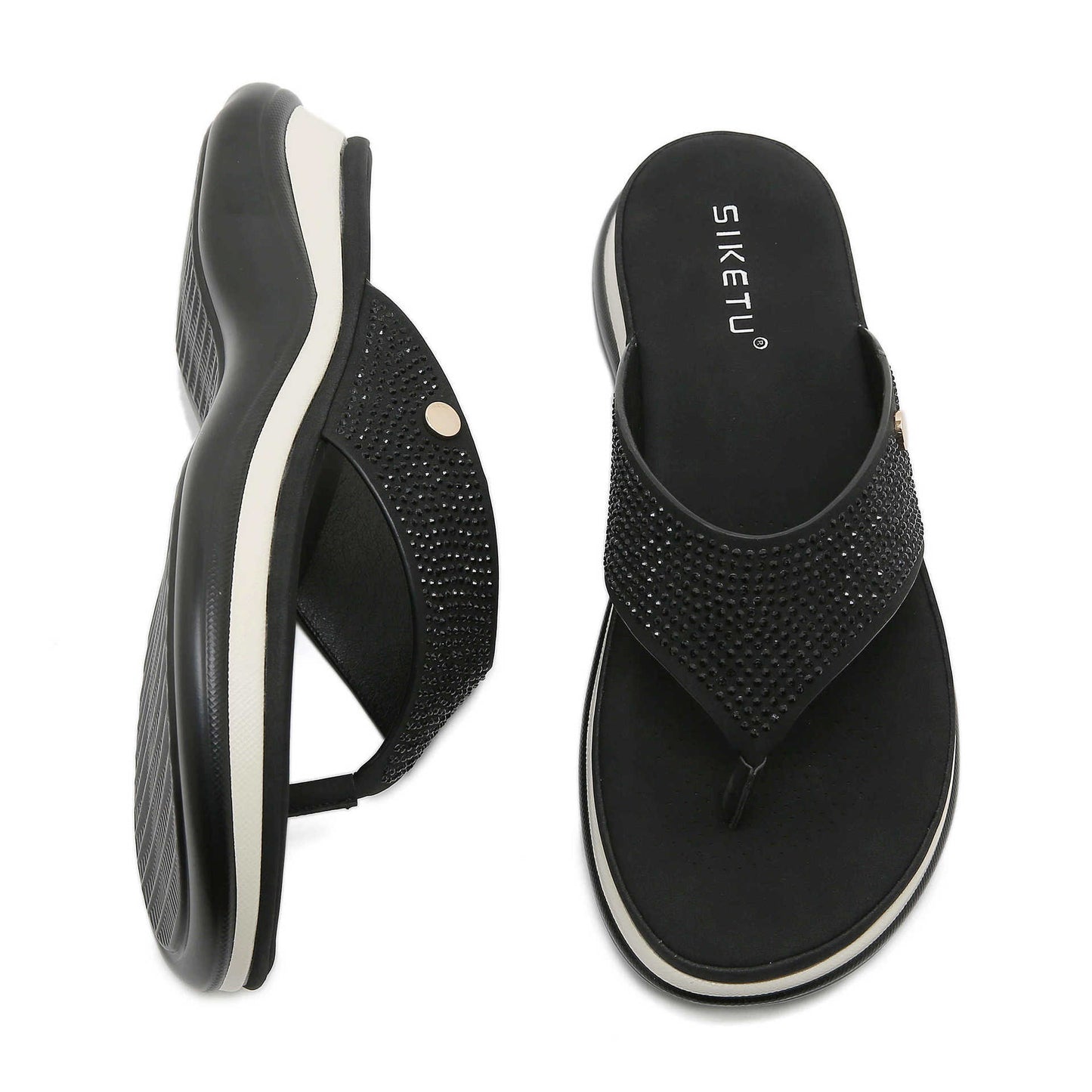 SIKETU | Leisure Platform Wedge Flip Flops With Beads