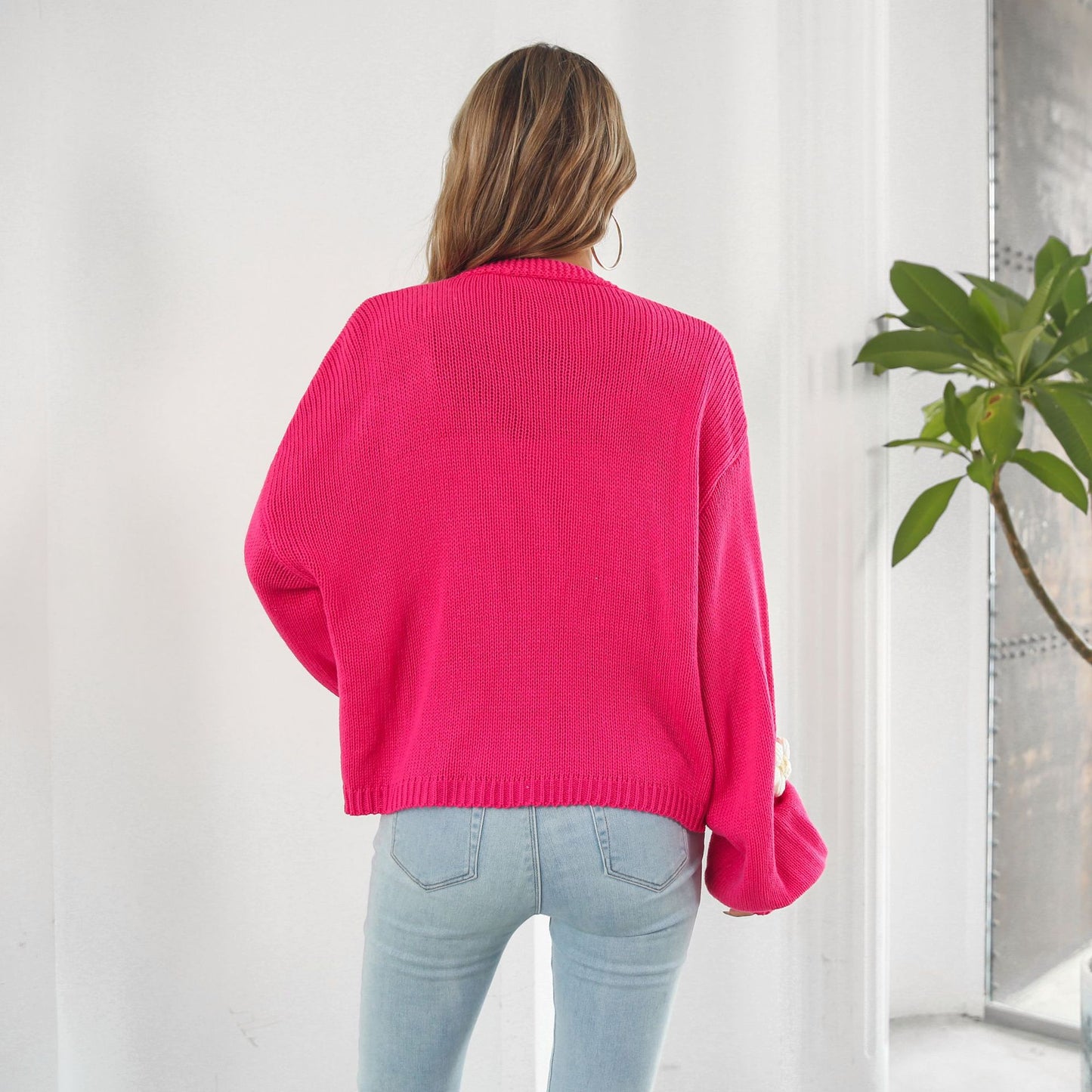 Balloon Sleeve 3D Floral Cardigan