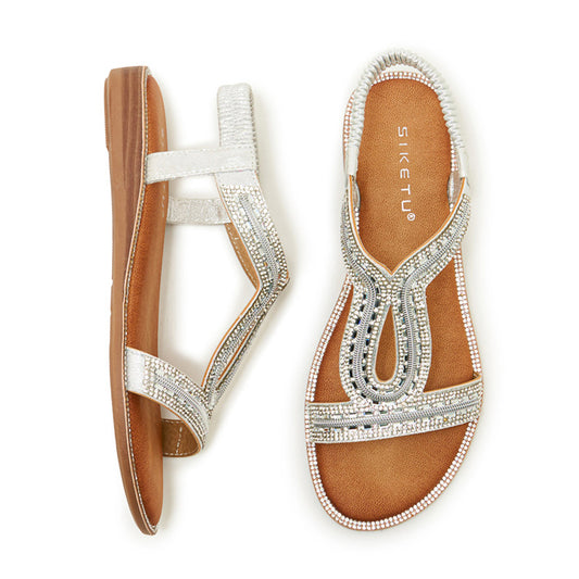 SIKETU | Bohemian Flat Sandals With Elastic Strap