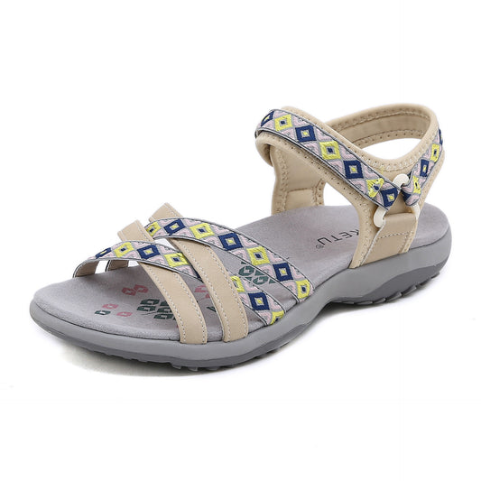 Cross Straps Print Summer Walking Sandals