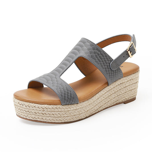 Platform Straw Sandals With Arch Support