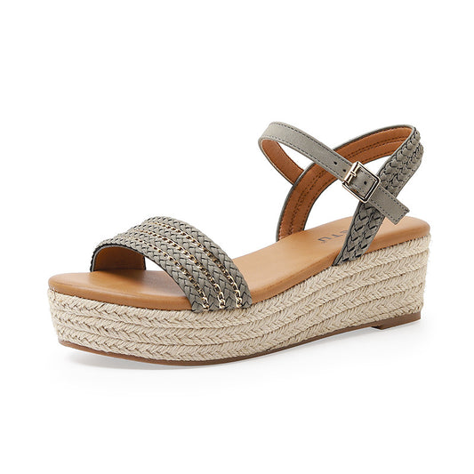 Straw Platform Open Toe Sandals