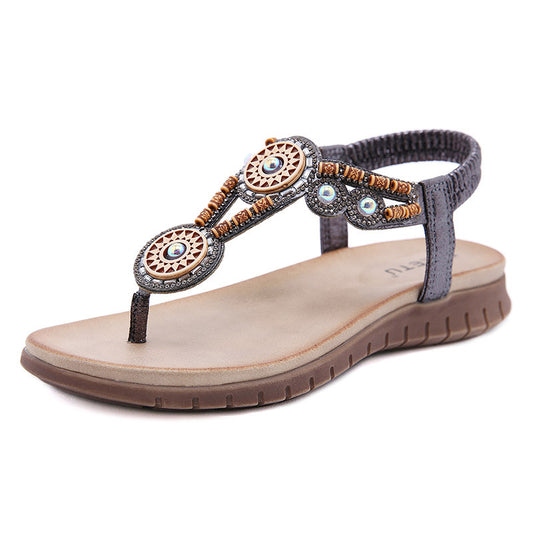Vintage Beaded Rhinestone Comfy Sandals