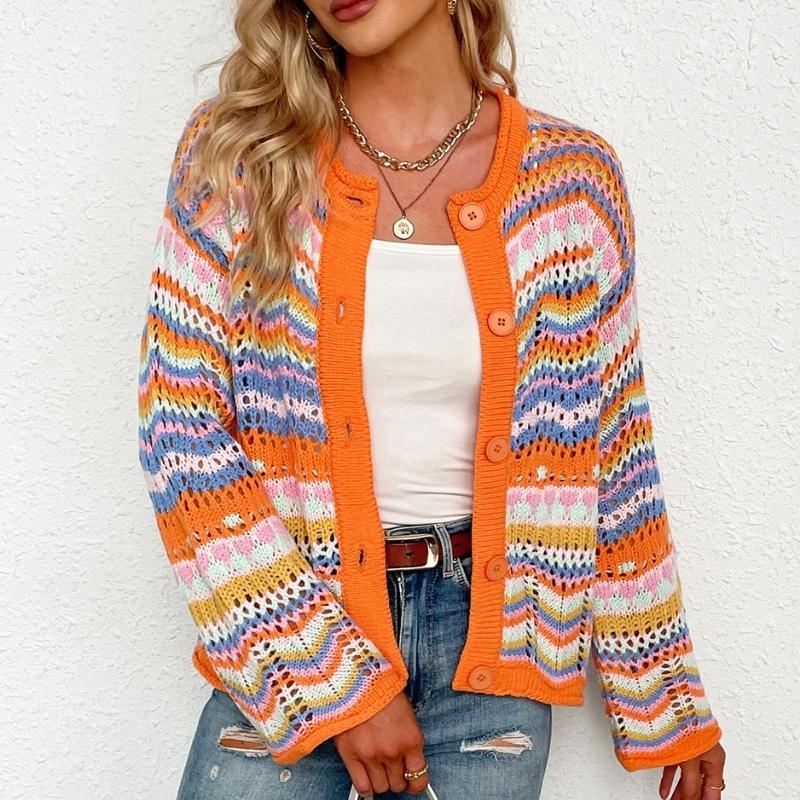 Women's Rainbow Crochet Cardigan – Zalor - Main Image