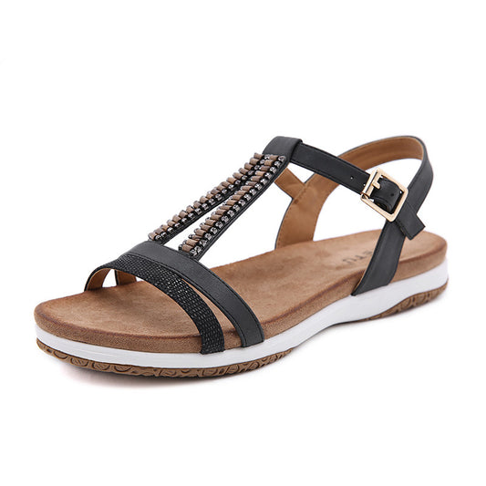 Women's Boho Beads Soft Sole Flat Sandals