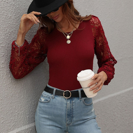 Hollow out Sleeve Crew Neck Sweater