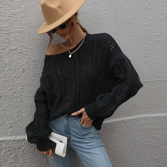 Solid Loose Oversized Crewneck Sweater