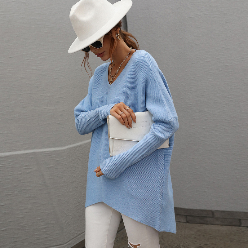 Women's Oversized V-neck Backless Sweater Jumper