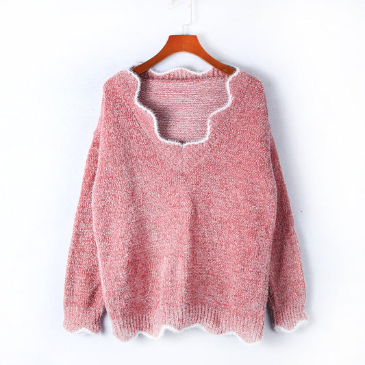 V-neck Casual Knitted Base Sweater