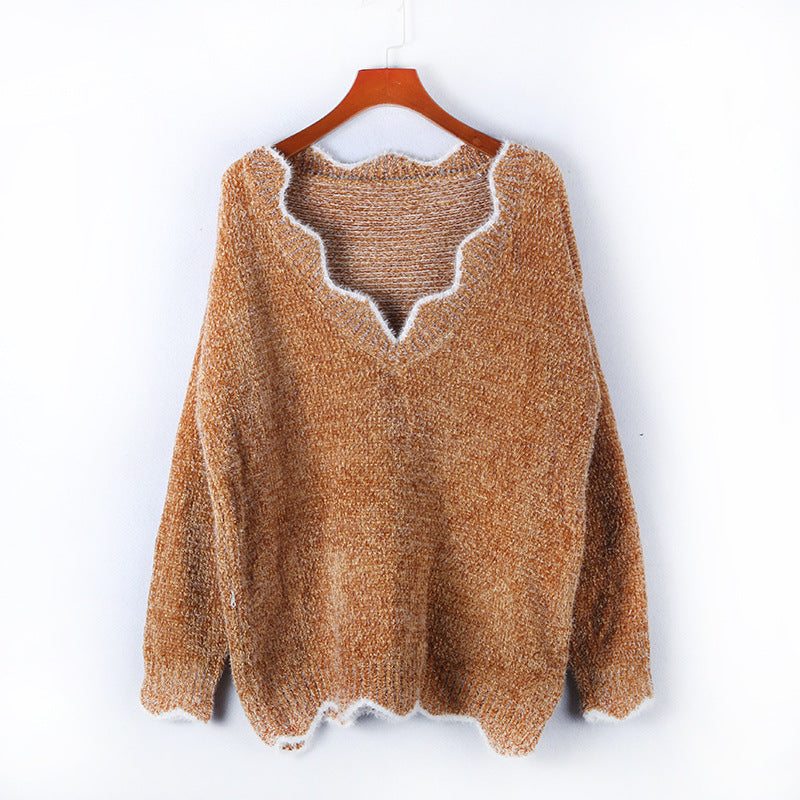 V-neck Casual Knitted Base Sweater