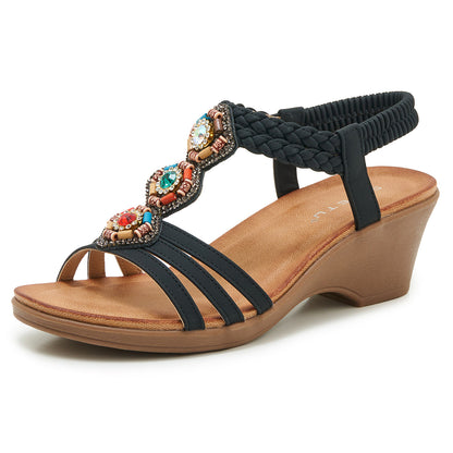 SIKETU | Bohemian Rhinestones Wedge Heel Sandals
