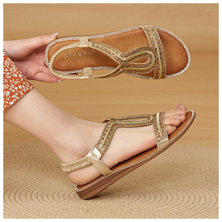 SIKETU | Bohemian Flat Sandals With Elastic Strap