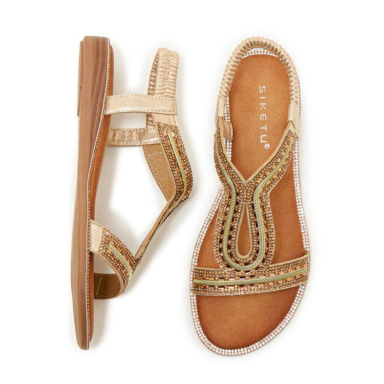 SIKETU | Bohemian Flat Sandals With Elastic Strap