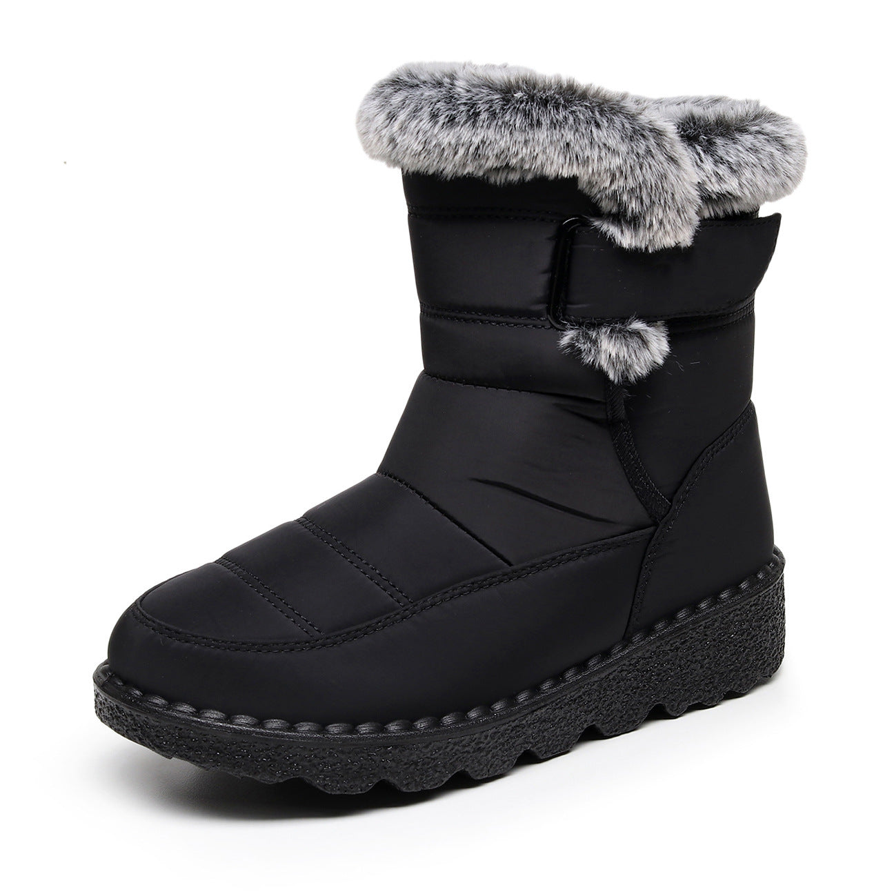 Waterproof Fur Lined Boots Slip-Resistant Mid-Calf Snow Boots for Outdoor Use