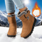 Waterproof Fur Lined Boots Slip-Resistant Mid-Calf Snow Boots for Outdoor Use