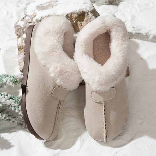 Ladies Low Heel Fur Trimmed Chic Winter Shoes