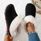Ladies Low Heel Fur Trimmed Chic Winter Shoes