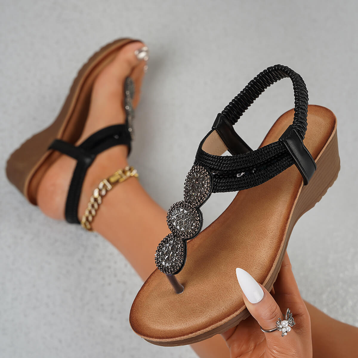 Ladies Boho Festival Wedge Sandals