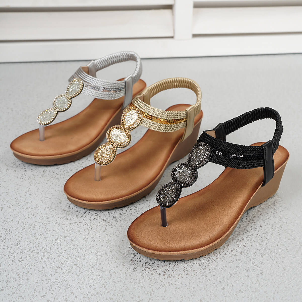Ladies Boho Festival Wedge Sandals