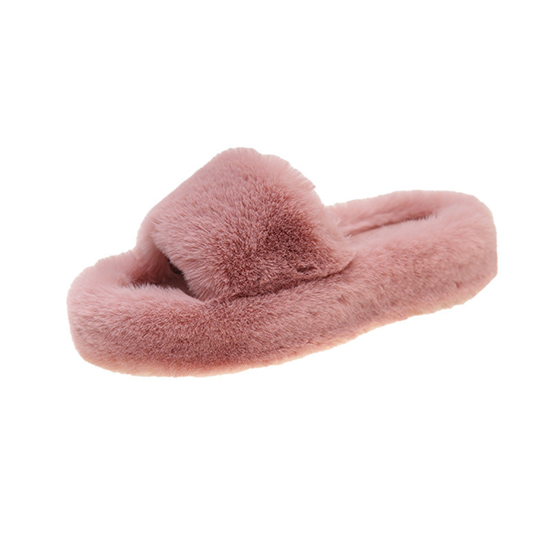 Ladies Platform Fluffy Slippers – Zalor1