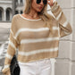 Round Neck Striped Sexy Loose Jumper
