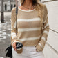 Round Neck Striped Sexy Loose Jumper