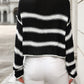 Round Neck Striped Sexy Loose Jumper