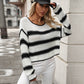Round Neck Striped Sexy Loose Jumper