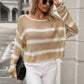 Round Neck Striped Sexy Loose Jumper