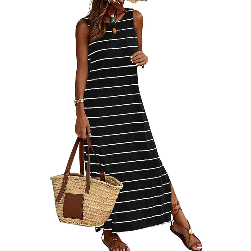 Summer Striped Printed Tank Top Dresses