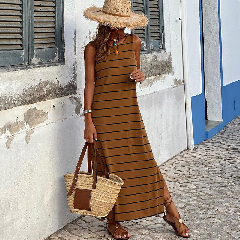 Summer Striped Printed Tank Top Dresses