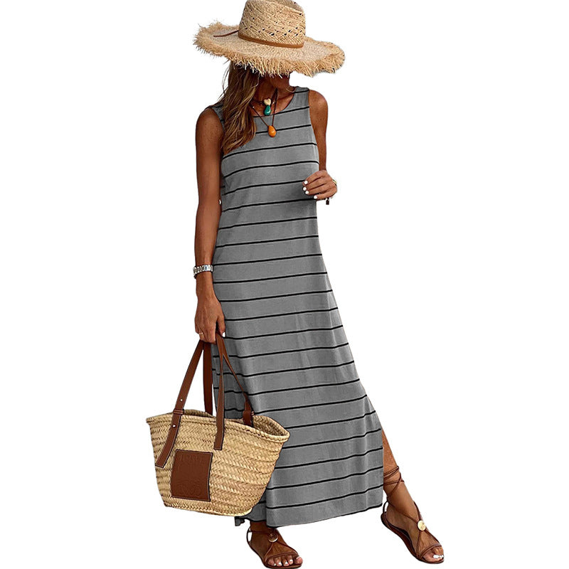 Summer Striped Printed Tank Top Dresses