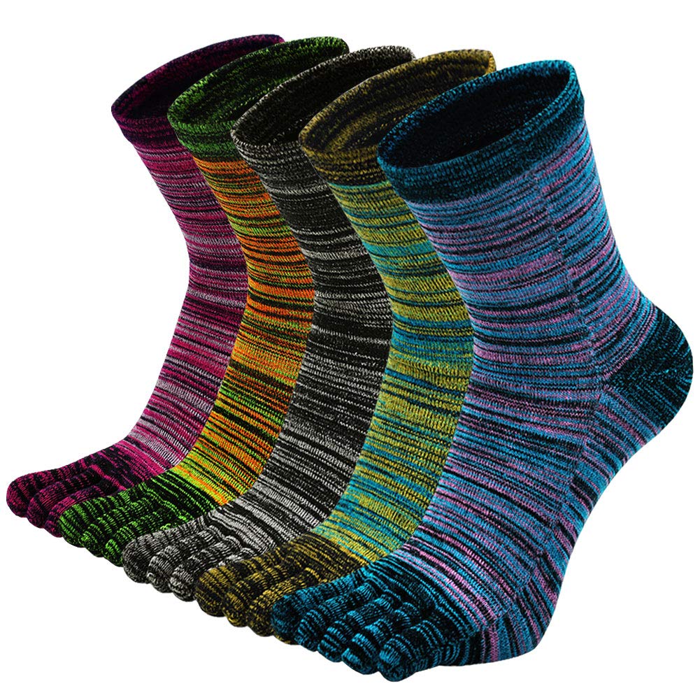 Toe Socks Ladies Five Finger Socks Cotton Sports Running Socks, 5 Pairs