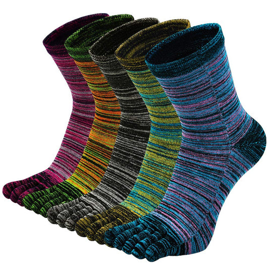 Toe Socks Ladies Five Finger Socks Cotton Sports Running Socks, 5 Pairs