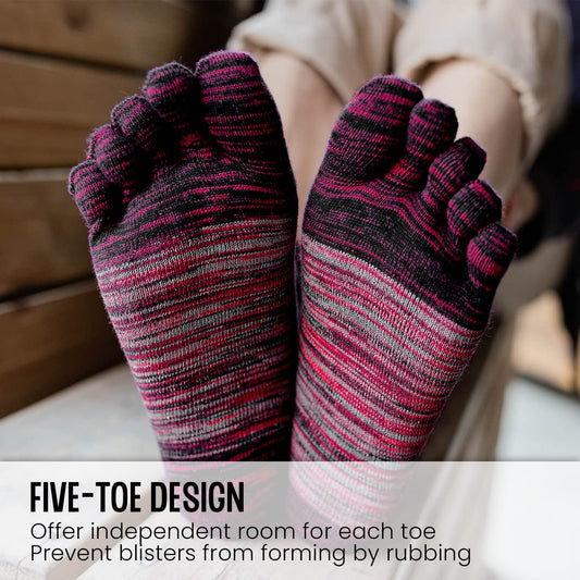 Toe Socks Ladies Five Finger Socks Cotton Sports Running Socks, 5 Pairs