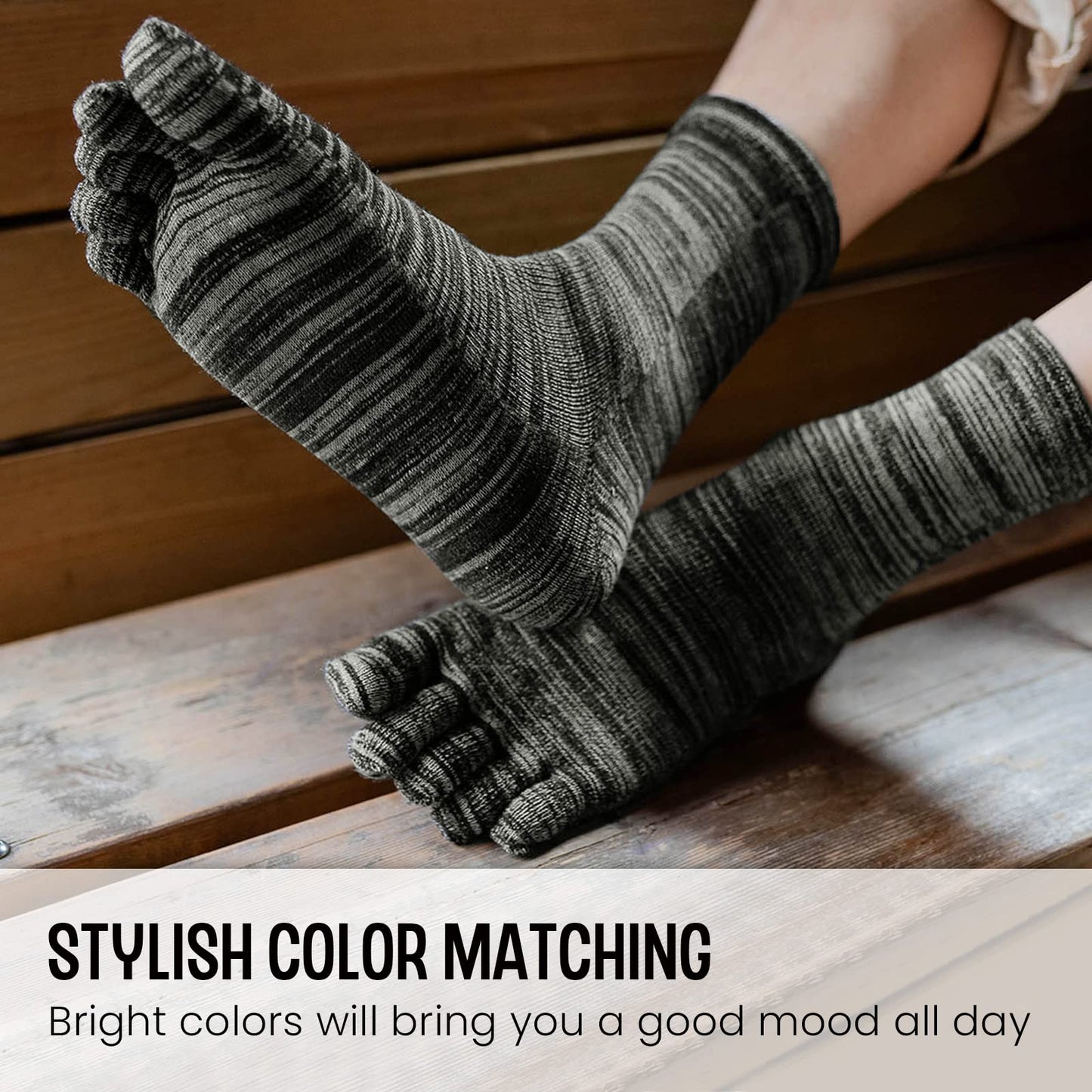 Toe Socks Ladies Five Finger Socks Cotton Sports Running Socks, 5 Pairs
