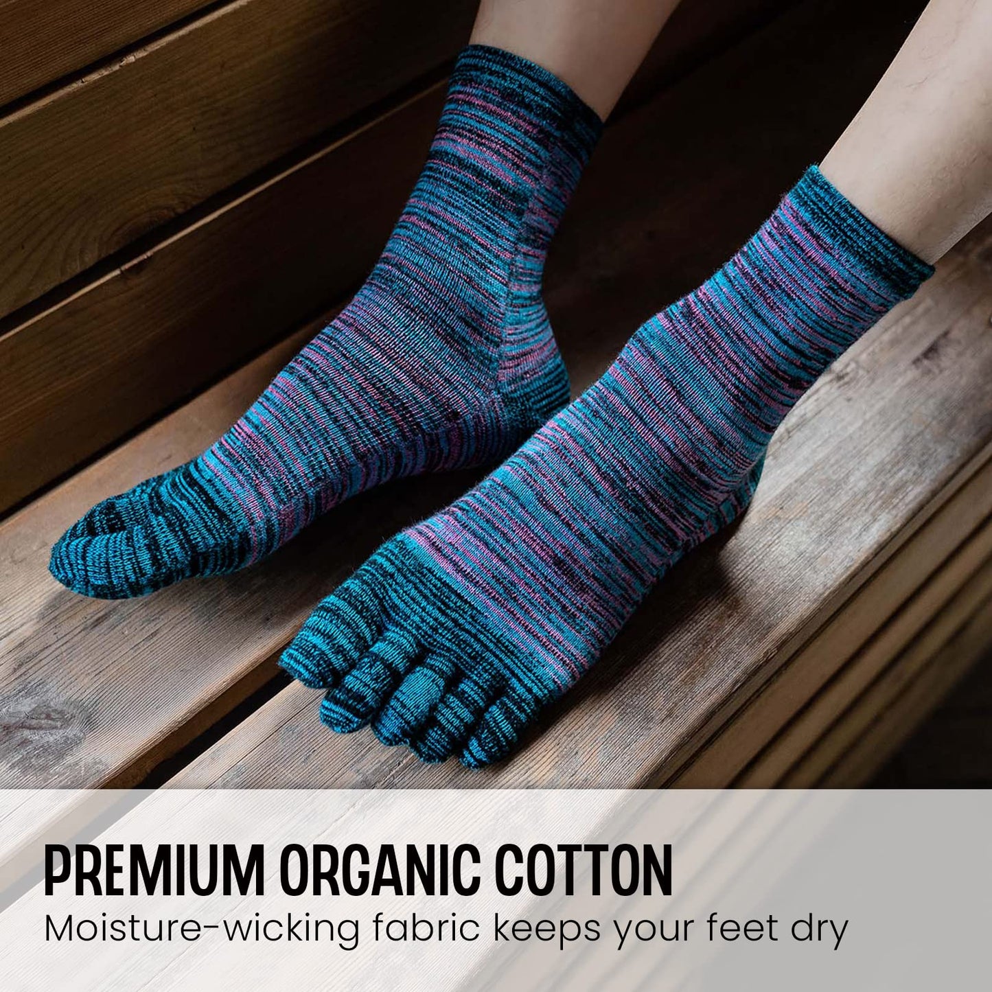 Toe Socks Ladies Five Finger Socks Cotton Sports Running Socks, 5 Pairs