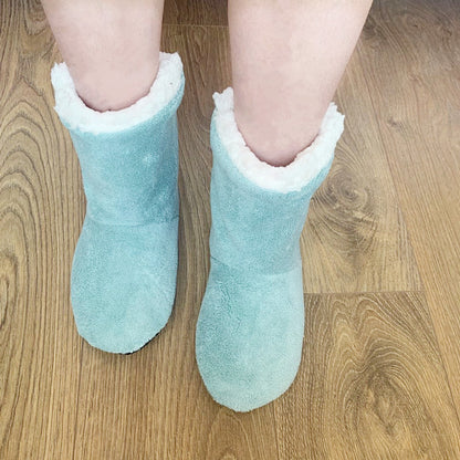 Unisex Bootie Slippers Winter Thickened Thermal Anti-Slip Indoor Boots for Adults