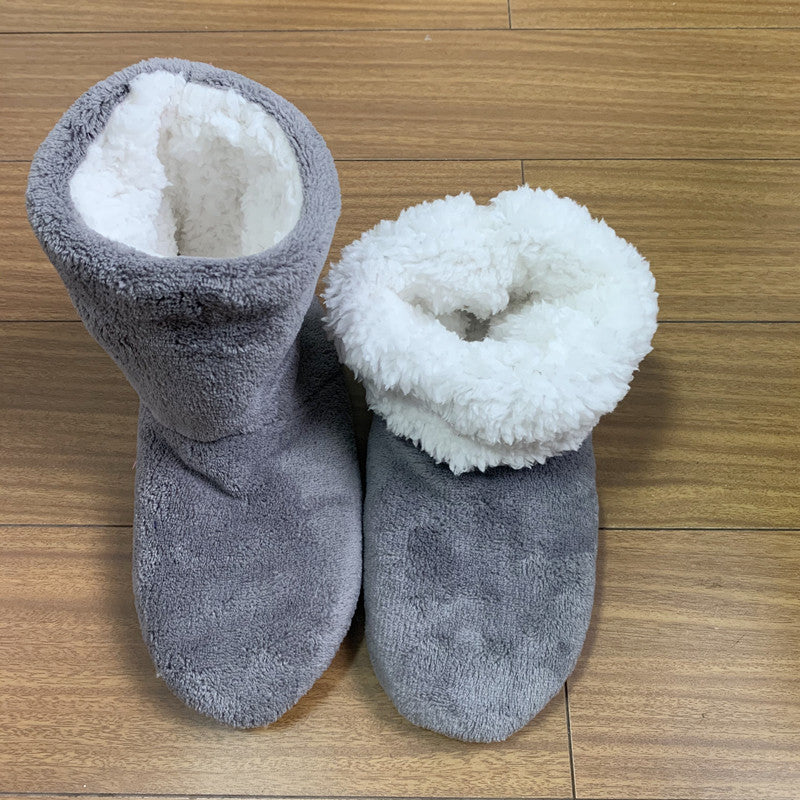 Unisex Bootie Slippers Winter Thickened Thermal Anti-Slip Indoor Boots for Adults