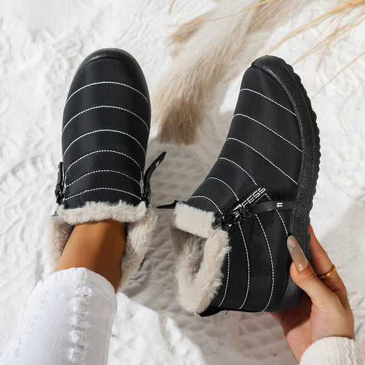 Waterproof Snow Boots Low-Cut with Side Zipper Anti-Slip Sole