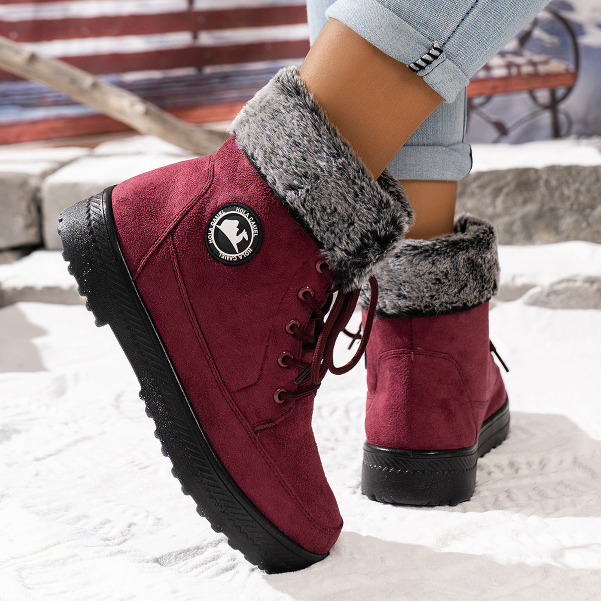 Women's Winter Ankle Boots with Fleece Lining