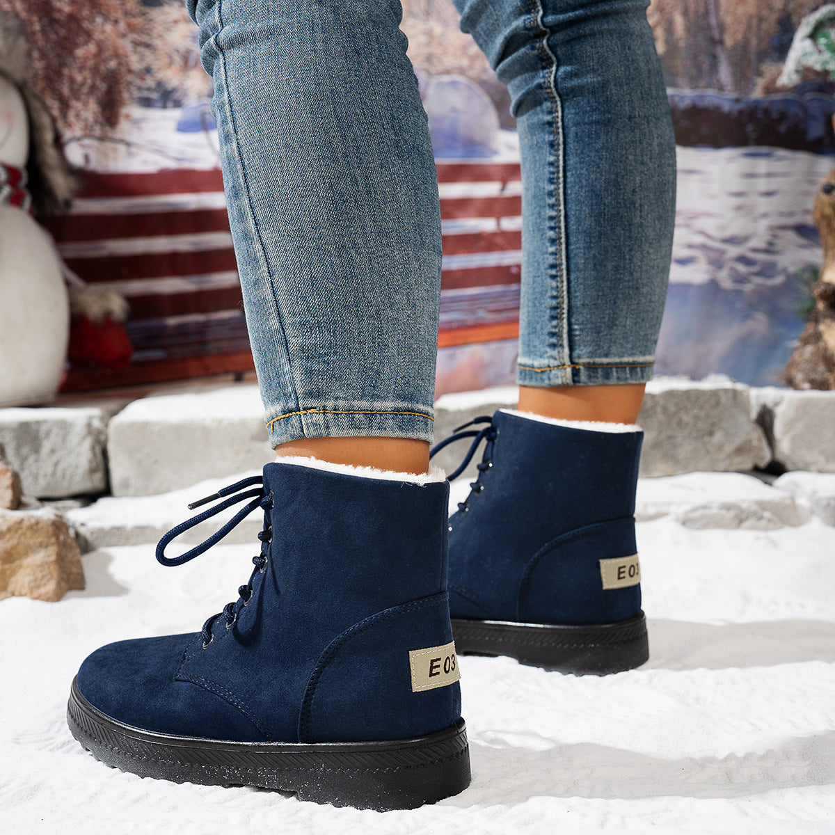 Women's Snow Boots Lightweight Lace-Up Warm Winter Footwear