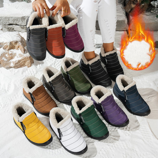 Waterproof Snow Boots Low-Cut with Side Zipper Anti-Slip Sole