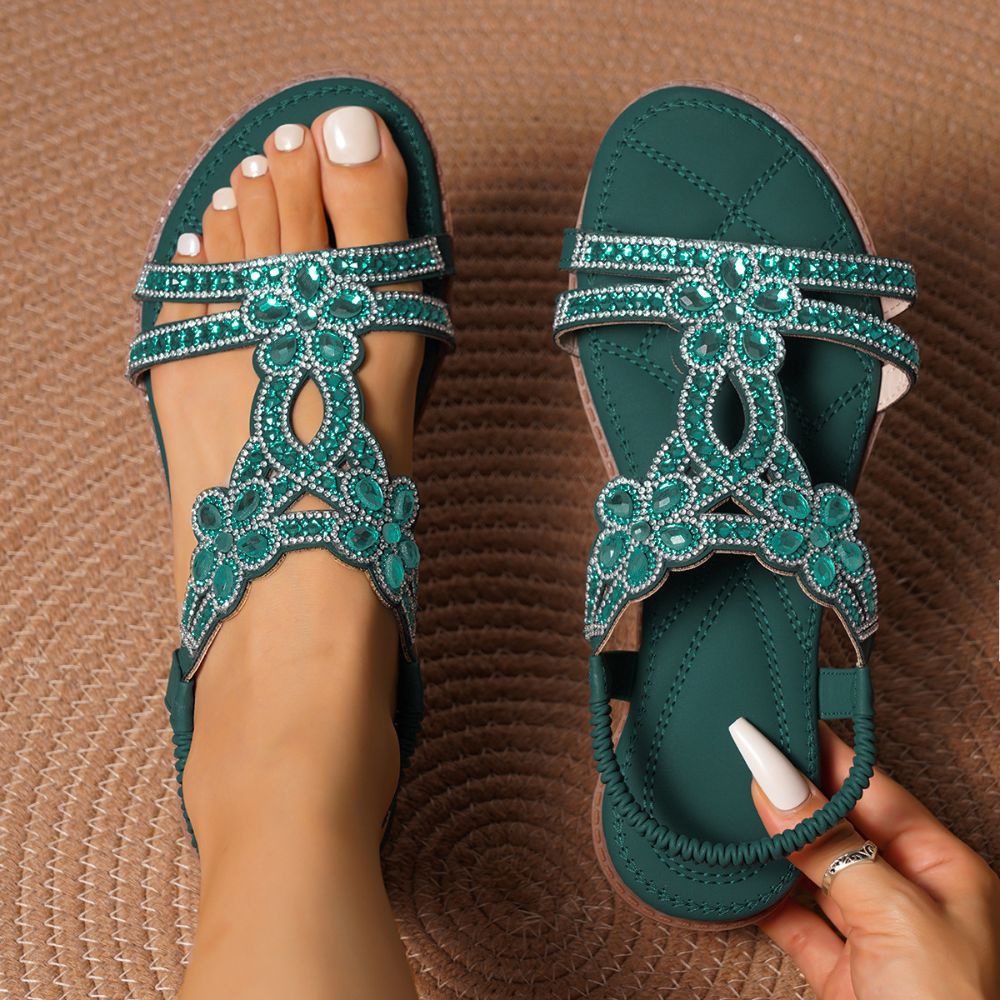 Women's Flowers Rhinestones Bohemian Sandals