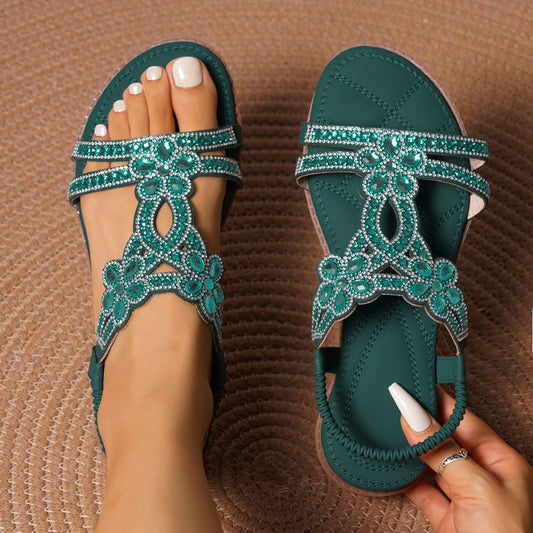 Women's Flowers Rhinestones Bohemian Sandals
