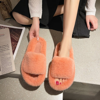 Women's Fluffy Slippers House Slider