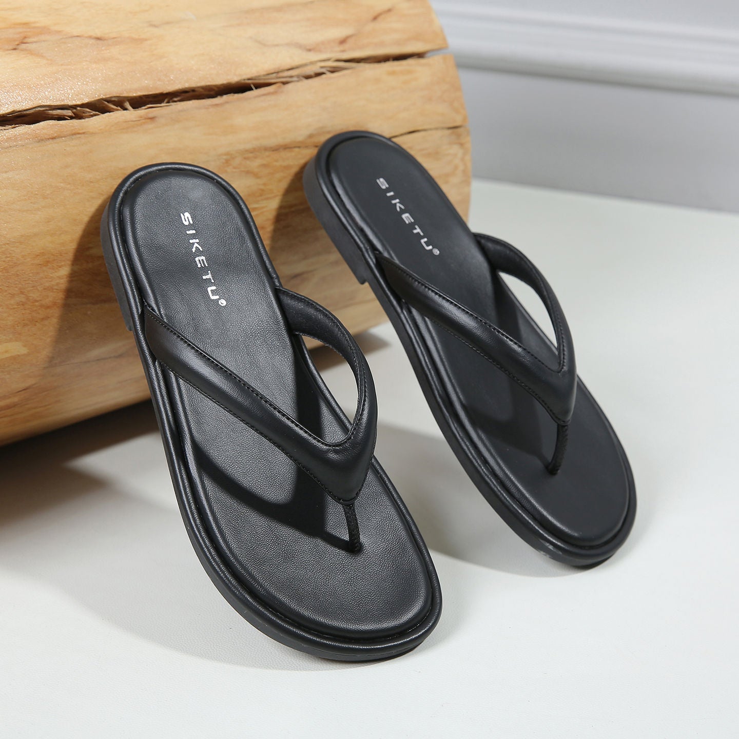 SIKETU | Women's Minimalist Leather Flip Flop