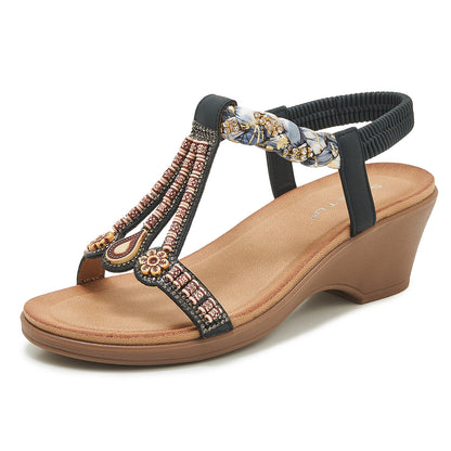 SIKETU | Women's Wedge Boho Sandals With Beads