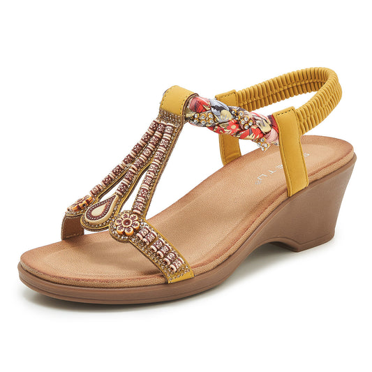 SIKETU | Women's Wedge Boho Sandals With Beads