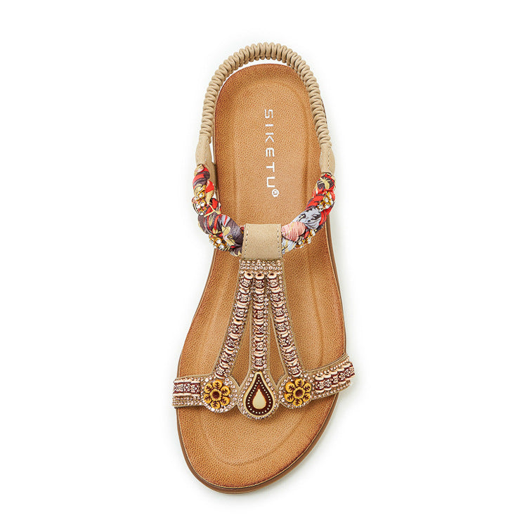 SIKETU | Women's Wedge Boho Sandals With Beads
